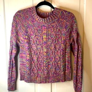GAP Sz. S petite rainbow cable knitted sweater